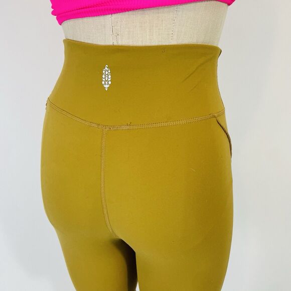 Free People Movement Hearts A Flutter Gold Yellow Leggings Women's Size Small - Picture 4 of 13